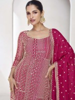 Rani Pink Premium Chinon Silk Sharara Suit